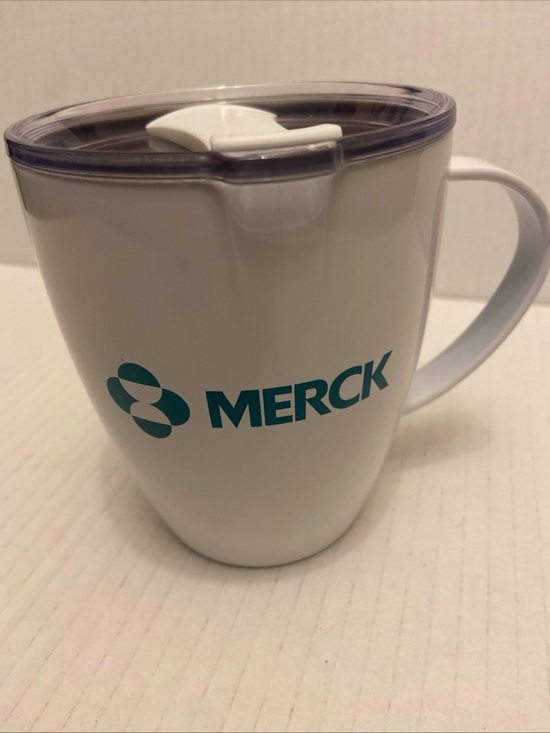 Merck Pharmaceutical Branded White Hot Cold Drinking C Handle Mug 12 oz/355 ml.
